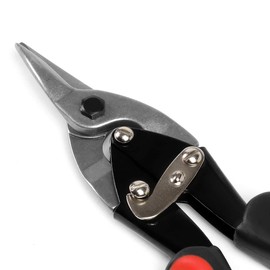 DNA MOTORING TOOLS-00110 High Carbon Steel Tin Snip Tool, 10 Inches Serrated Jaws, Straight Cut Tin Snip w/Rubberized Handle, Built-in Thumb Lock