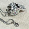 Metal Crystal Rhinestone Whistle - Shining Bling With Chain for