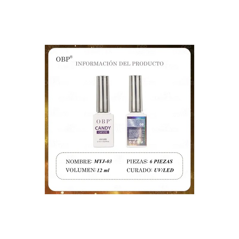 Obp Gama Efecto Ojo De Gato Gel Semipermanente 6pzas 12ml