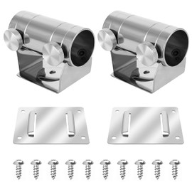 Iyowei 2 PCS Umbrella Bracket Stand Base, Fishing Box Umbrella Holder Stainless Steel Sunshade Holder Stand Parasol Balcony Holder Clamp with Mounting Plate and Screws for Fishing Box