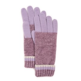 MUK LUKS Women's Ribbed Colorblock Gloves, Purple, OS