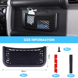 Storage Nets for Campervans, 2 Pcs Universal Elastic Mesh Car Storage Net Bag with Plastic Frame, Campervan Storage Ideas, Car Net Pocket for Motorhome Truck Lorry(26 x 12 cm/Black)