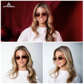 Appassal Retro Oval Sunglasses for Women Mens with Spring Hinge Sunnies AP3696, C6 Gold / Brown, Medium