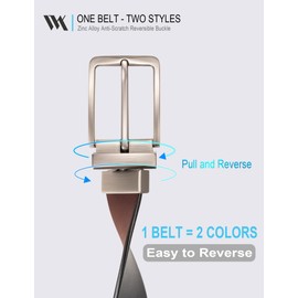 WOLFANT Two-in-One Reversible Leather Belt,100% Italian Full Grain Real Solid Leather Dress Casual Belt