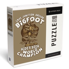 Lantern Press 1000 Piece Jigsaw Puzzle, Cave Junction, Oregon, Bigfoot, Hide and Seek World Champion