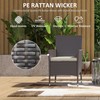 Outsunny 2 PCS Rattan Wicker Dining Chairs with Cushions and