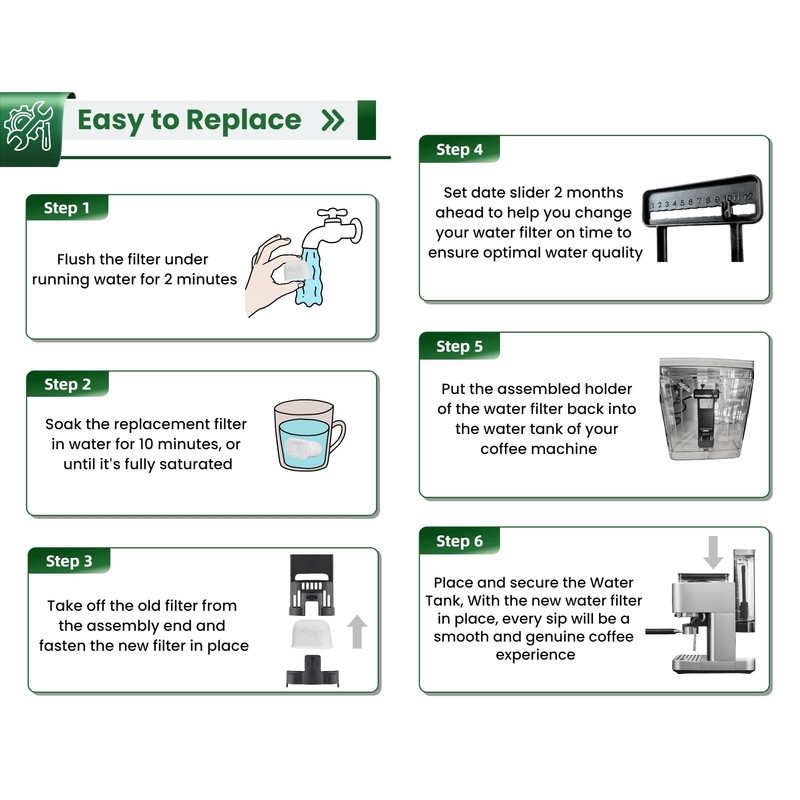 Activated Carbon Water Filter Replacement for KitchenAid Espresso Machine KES6551