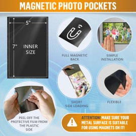 10 Pack 5x7 Magnetic Picture Frames for Refrigerator - Magnet Picture Frames for Fridge - Magnetic Photo Sleeves - Magnetic Photo Pockets - Magnetic Picture Holder - Locker Magnet Frames