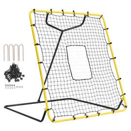 VEVOR Baseball and Softball Rebounder Net, 4 x 4.5 Feet PitchBack Baseball Nest for Pitching and Fielding Training, Pitch Return Trainer Rebound Net with Pitching Target, 4 Adjustable Angles