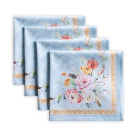 Maison d' Hermine Cloth Napkin 100% Cotton Set of 4 Decorative Washable Easter Table Napkins for Dining, Home, Wedding, Banquet, Buffet, Ibiza-Blue - Spring/Summer (45cm x 45cm)