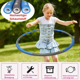 LETAO Fitness Hoop for Kids (4+ to 12 Years) | Blue-Gray, 1.5 lb, 95cm | Dismantleable & Electronic Instructions Included