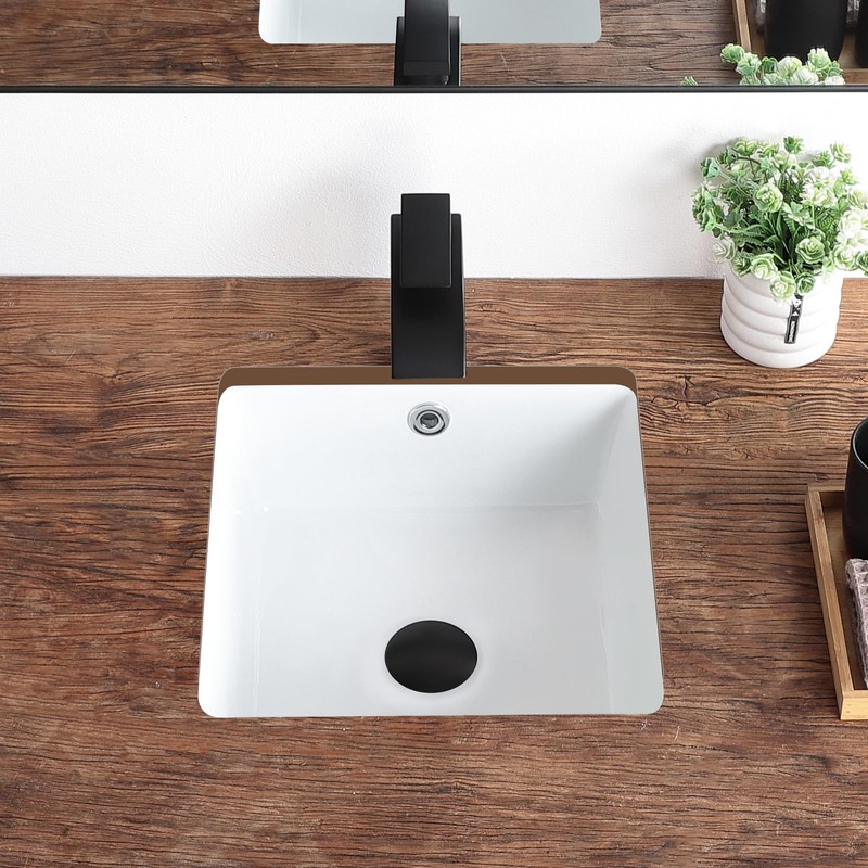 KDKSC 14 Inch Small Undermount Bathroom Sink White Ceramic Square