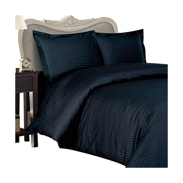 Luxurious Dark Blue Damask Stripe, King Size, 1200 Thread Count