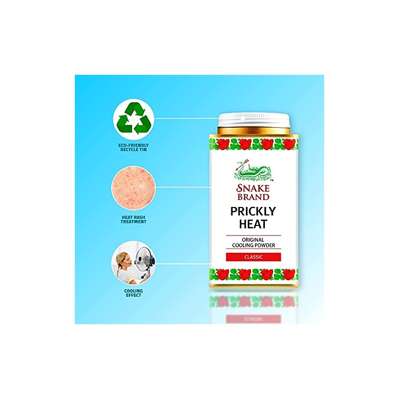 SNAKE BRAND Prickly Heat Cooling Body Powder 140g Twin Pack