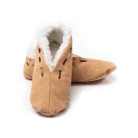 HomeOfSocks 100% Moccasin Suede Slippers for Men & Women, UK Size Child 8 - Adult 15.5, Natural Beige, Recommendation: Order 2 Sizes Larger - Natural Beige, size: 39 eu
