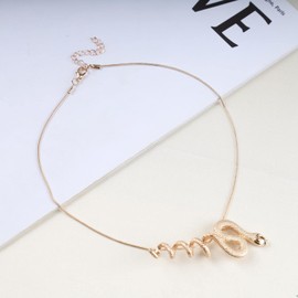Inilbran Boho Snake Choker Necklace Gold Snake Necklace Choker Vintage Snake Pendant Necklace Italian Round Snake Chain Necklace Jewelry for Women and Girls