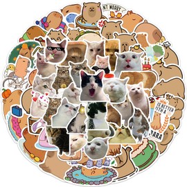 GWAWG Random 100 Pieces Funny Pet Stickers, Cute Cat Stickers, Kitten Stickers, Aesthetic Waterproof Stickers, Disposable Stickers for Guitar, Water Bottles, Laptop, Book, Suitcase