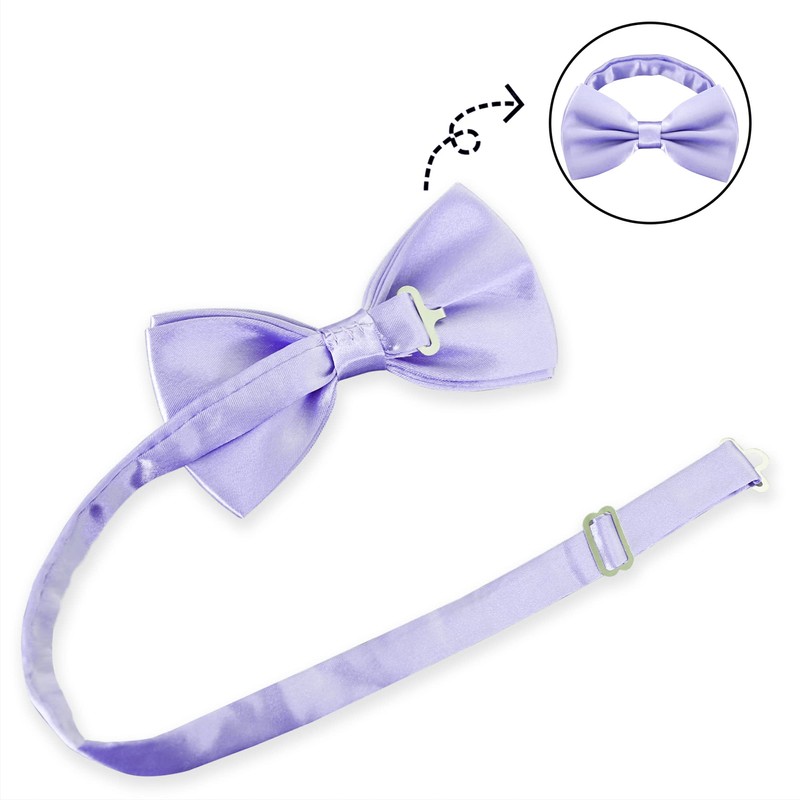 Alizeal Mens Adjustable Pre-tied Solid Bow Tie, lilac