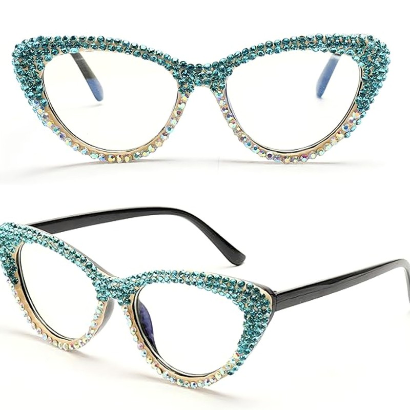 ICARA Oprah style Bling Rhinestone Cat Eye Reading Glasses for