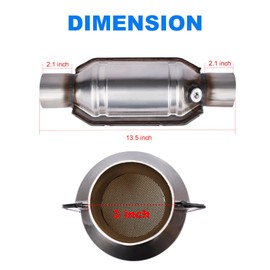 Yeoflagtrade 3.0" Universal Catalytic Converter, 3.0 Inch Inlet/Outle Cat Converter with O2 Port and Heat Shield (EPA Compliant)