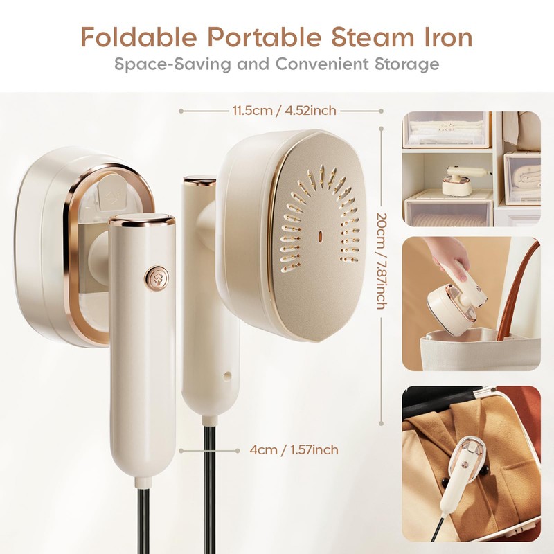 Travel Steamer for Clothes Portable Handheld Steaming Iron 2-In-1 Garment