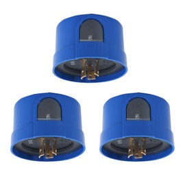 GBAYSA 3 Pack Photocell for Outdoor Light,Auto On Off Photo Sensor Switch with Twist Lock,Dusk to Dawn Photoelectric Light Control for LED Street/Barn Light Parking Lot Light Area Light, Blue