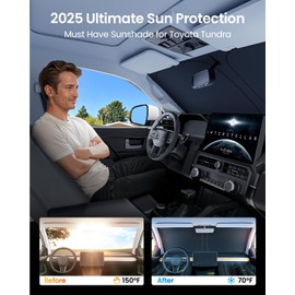 REEVAA 2025 Upgraded Windshield Sun Shade for Toyota Tundra 2022-2025 [Tailored Fit, 99% Sun Protection] Protect Interior & Keep Cool, Foldable Sunshade Car Accessories with Storage Bag