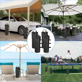 Pack of 4 Sandbags for Filling, Gazebo Sandbags Weights 1680D Oxford Sandbags for Weighting, Sandbag Weighing with Long Belt for Pop-Up Flat Gazebo Tent Parasol (Black)