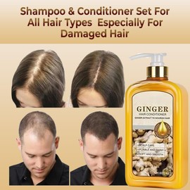 ABBASI & CO Anti-Hair Loss Shampoo & Conditioner Set – Ginger Extract Hair Growth Shampoo – Anti-Dandruff Care Formula – Oil Control & Hair Loss Treatments For women & Men – 2x 800ML