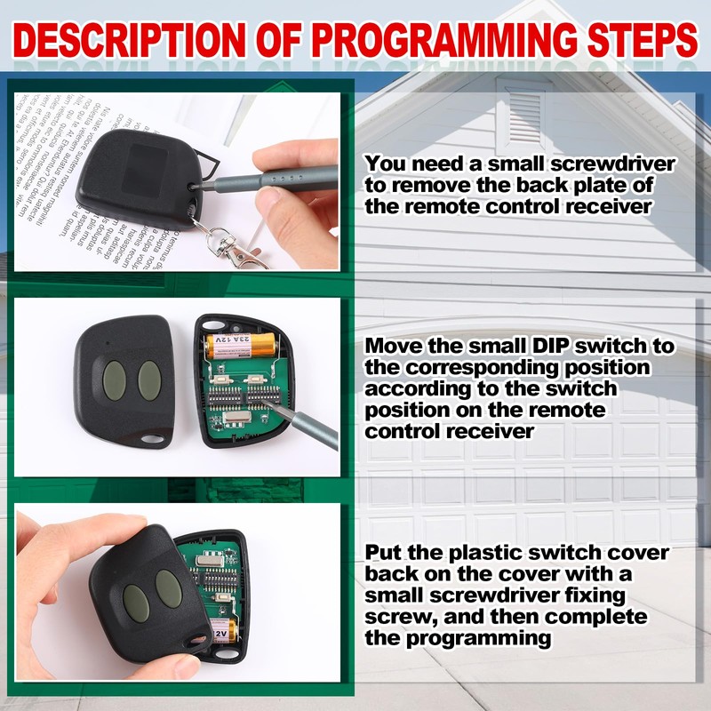 Kingdder 5 Pcs 10 Dip Switch Garage Door Remote Two