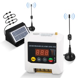 Long-Range Wireless Automatic Water Level Controller –Automatic Water Filling | Digital Water Level Display | Prevents Motor Dry Run | Solar-Powered Liquid Level Sensor for Tank, Well or Cistern