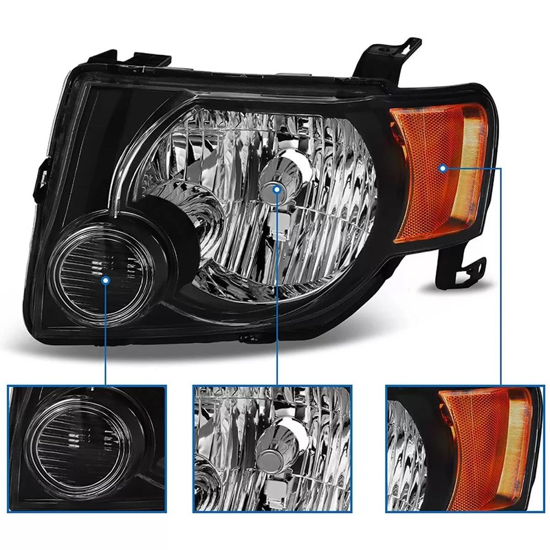Pair Headlights Assembly DOT Approved For 2008-2012 Ford Escape Limited/XLS/XLT