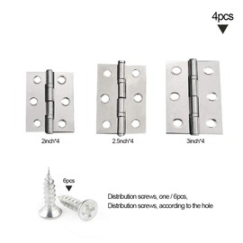 YOFASEN Home Folding Butt Hinges - Stainless Steel Outdoor Hardware Hinges Door Cabinet Hinges Furniture Bearing Hinges with Screws, Silver, 3 Inch(70x44x1.2mm) - 4pcs