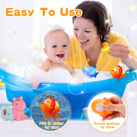 Jovicos Baby Bath Toys, LED Light Up Bath Toys for Babies, 6 Pack Colorful Animals Kids Sensory Toys for Toddler Sensory Toys for Autism