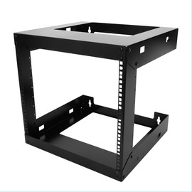 Raising Electronics 9U Wall Mount Open Frame 19 Inch Server Equipment Rack Threaded 15 Inch Depth Black (9U)
