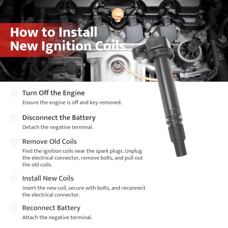 Ignition Coil Pack Set of 4 Replacement for 2.4 2.7