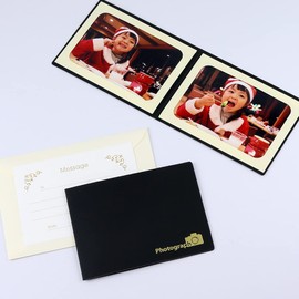 山田屋台紙店 写真台紙 ペーパーフォトフレーム ポケット台紙 『Photograph/カメラ』 2Lサイズ 2面ヨコ (ブラック)