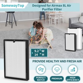 [4 Pieces] 8L HEPA Replacement Filter Set Compatible with Okaysou Airmax 8L Air Filters, 3-Stage Airmax 8L Filter,and Blue Ultra-Filter Carbon Pre-filter Air Cleaner for Home