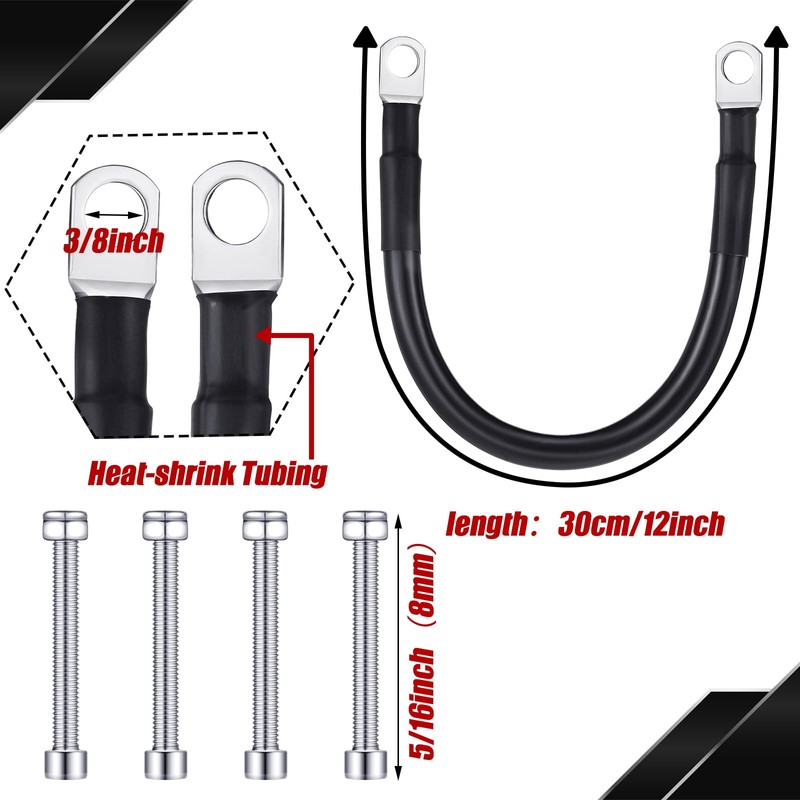 Datanly Battery Disconnect Switch 12v-48v with 2 Awg 12 Inch