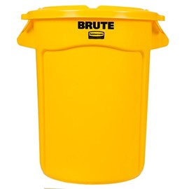 TableTop King Brute 32 Gallon Yellow Trash Can and Lid