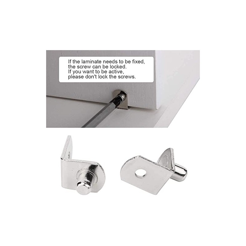 L-Shaped Support Shelf Bracket Pegs with Hole, Polished Nickel Steel