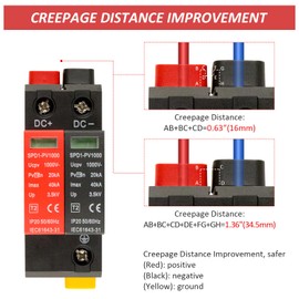 Surge Protector, Surge Protection Device for PV, Surge Protection Type 2, PV1000, Maximum Leakage Current of 40 Ka-3 Pieces