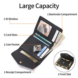 LEEXTON Women's Small Purse with RFID Protection, Mini Short Purse Women Leather with Zip Wallet, Exquisite Coin Compartment Wallet, brown, Classic