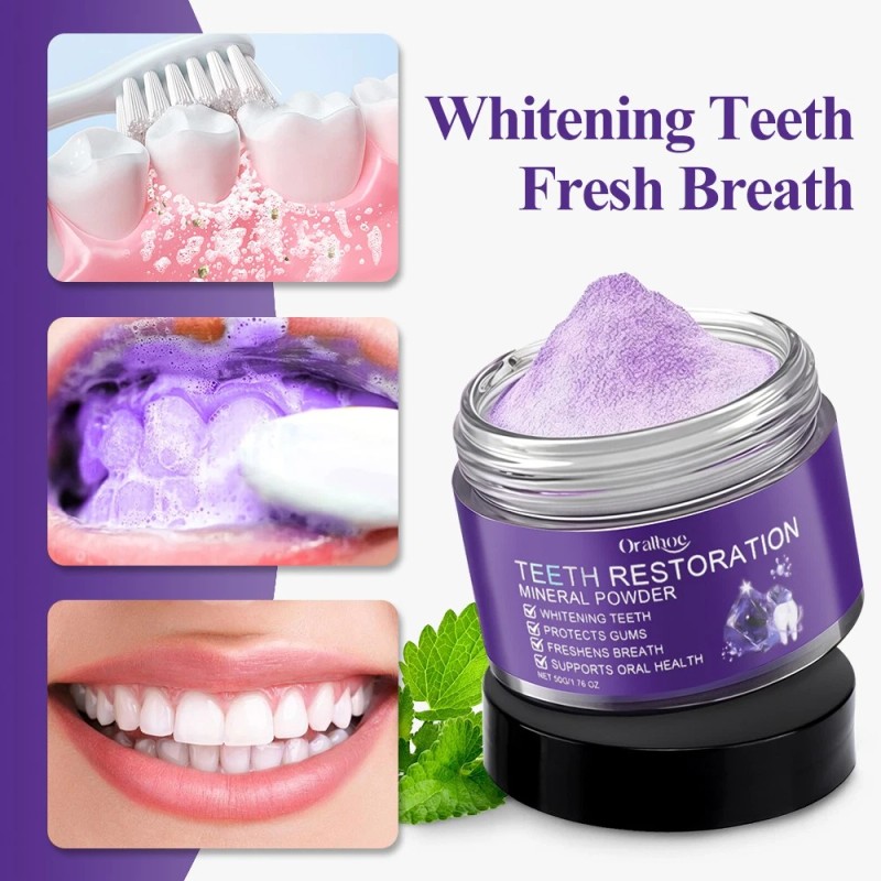 Oralhoe 3x Natural Teeth Restoration Mineral Powder Freshens Breath, Strengthens