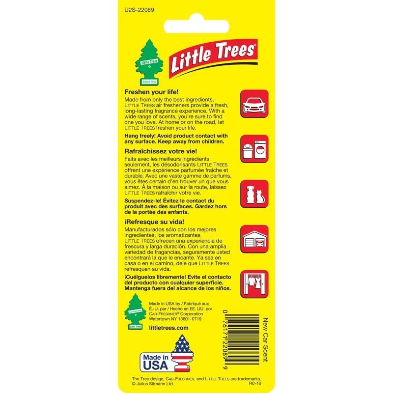 Little Trees Ornaments Air Freshener, New Car, 2 Count