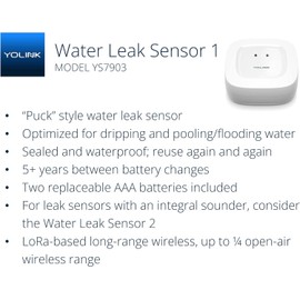 YoLink Smart Home Starter Kit: Hub & Water Leak Sensor 6-Pack, SMS/Text, Email & Push Notifications, LoRa Up to 1/4 Mile Open-Air Range, w/Alexa, IFTTT, Home Assistant