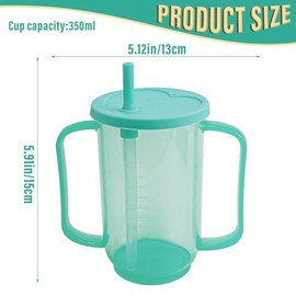 ZJIVQO ZJIVQO Drinking Beaker Cup Beakers for Elderly Sippy Cup Bottle for Disabled Adults Mug Sippy Cup with Easy Grip Handles Anti Splash Spout and Travel Lid 400ml Green Travel Mug