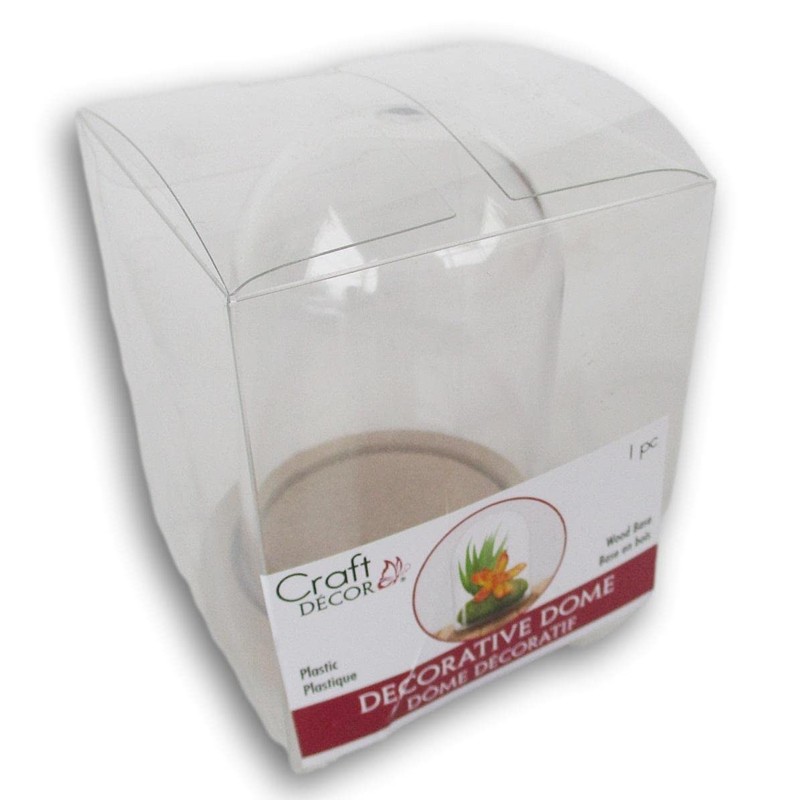 Terrarium Plastic Clear Dome with Wood Base - DIY Crafts