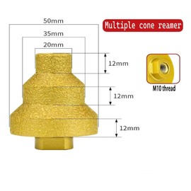 1pcs Wezxrauo Diamond Chamfer Bit for Tile, Marble & Concrete – 0.8/1.4/2in Brazed Diamond Step Drill Bit with M14 Shank Thread, Multi-Layer Tapered Reamer & Cone Tile Bit for Smooth Beveling