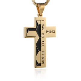 HZMAN Stainless Steel Soccer Cross Necklace for Bible Necklace for Men PH 4:13 I CAN DO All THINGS
